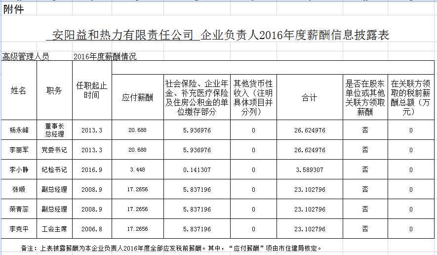 企業(yè)負責(zé)人2016年度信息披露情況表